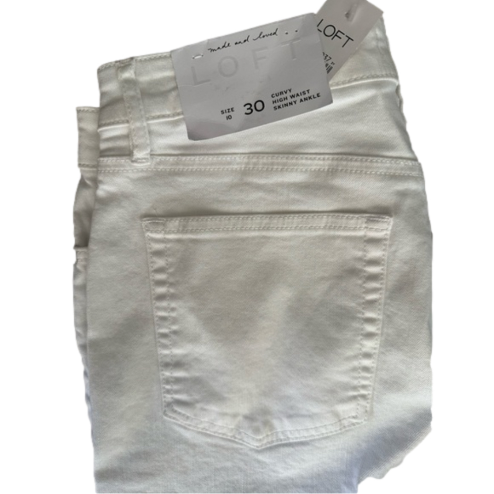 NWT Loft Curvy High Rise Skinny White Jeans - Sz 10 - sold out style! - Picture 5 of 6
